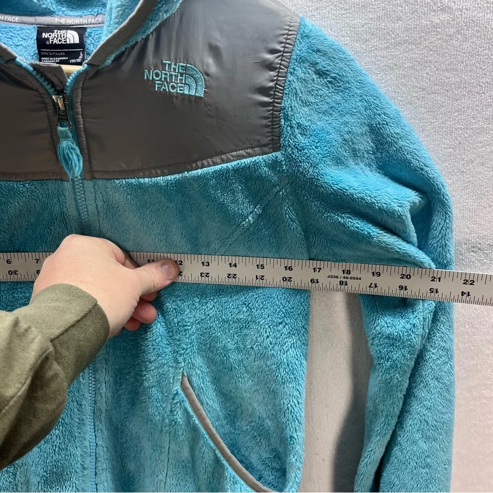 The North Face Denali Hooded Fleece Jacket Girls‎ L (14-16) Aqua Coat 2913